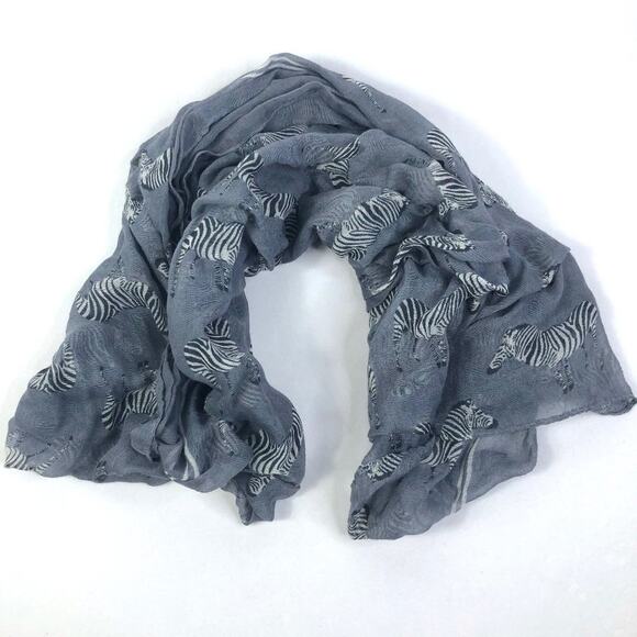 Large Zebra Print Sheer Gauze Scarf - Picture 1 of 5